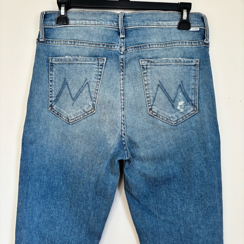 Mother Women"s 29 High Waisted Rascal Ankle Jeans Love Gun Distressed Frayed Hem - Picture 5 of 16